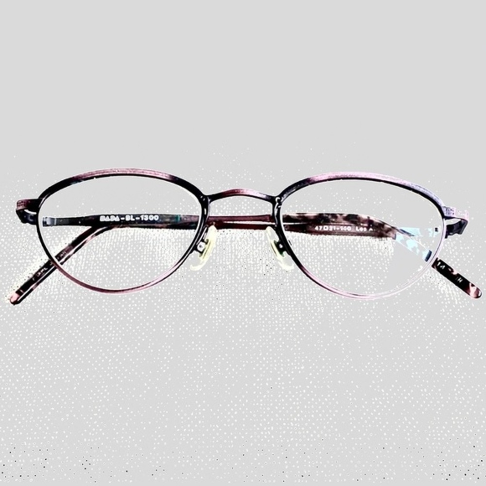 BADA Rare Vintage BL 1300 Purple Brown Black Tortoise Metal Frame Glasses